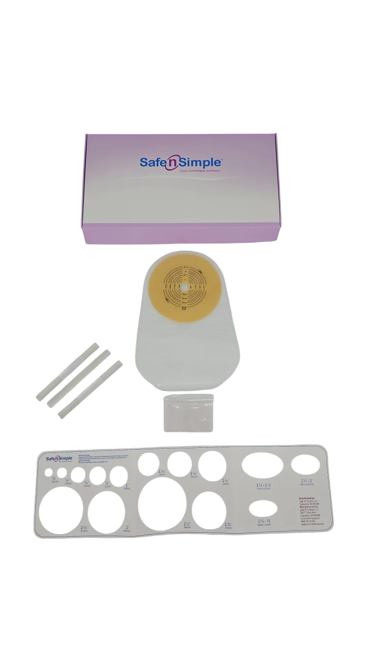 Safe N Simple 9" Drainable 1-Piece Pouch Standard Wear Cut-to-Fit Transparent with Soft Tail Closure (80 Count)
