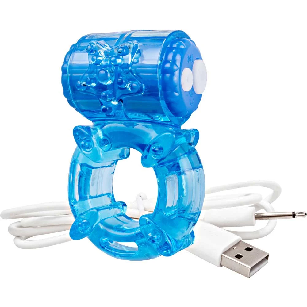 Screaming O Charged BigO Rechargeable Vibrating Dildo Rings, Blue