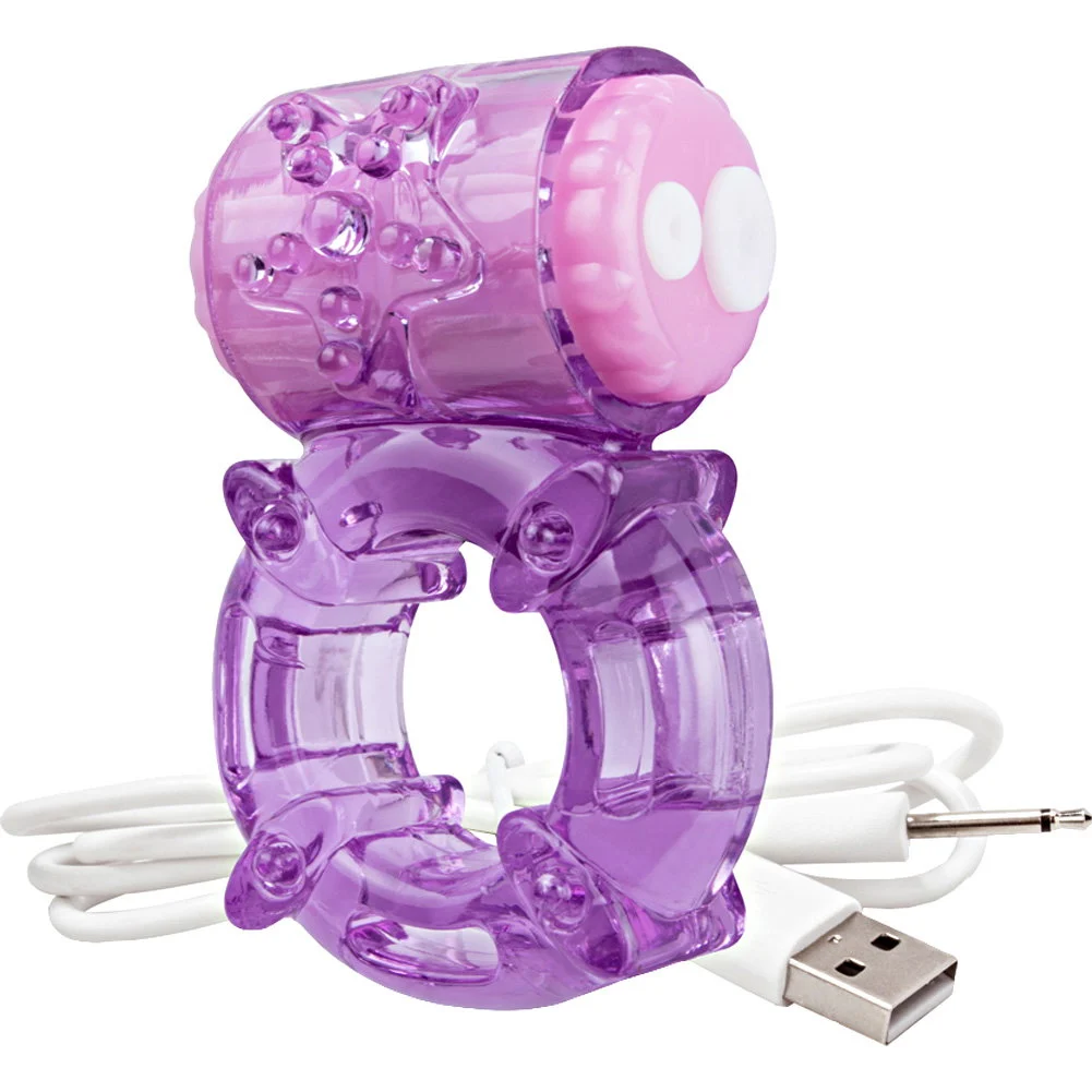 Screaming O Charged BigO Rechargeable Vibrating Dildo Rings, Purple