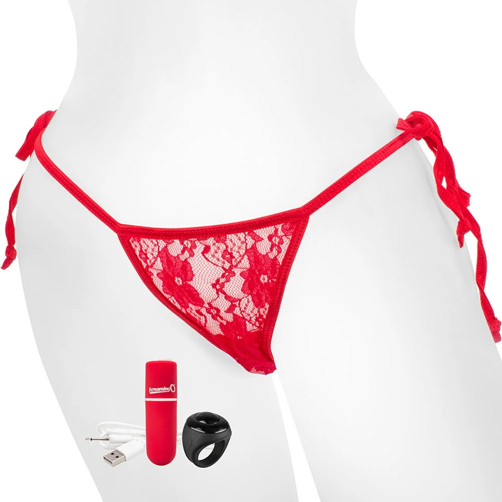 Screaming O My Secret Rechargeable Vibrating Panty Set with Remote Control Ring, Red
