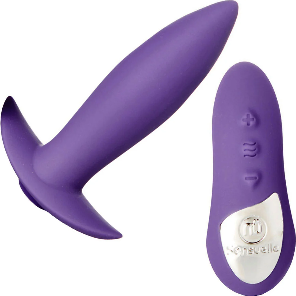 Sensuelle Remote Control 15 Function Rechargeable Silicone Butt Plug, 3.5", Purple