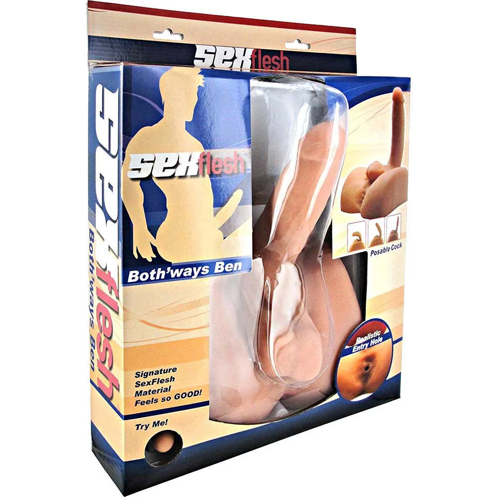 SexFlesh Both Ways Ben Extreme Ass-Up Combo Masturbator, 8.5", Beige