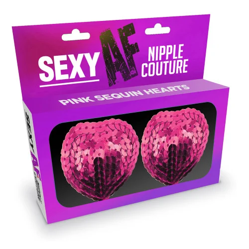 Sexy AF Nipple Couture Pink Sequin Hearts Pasties