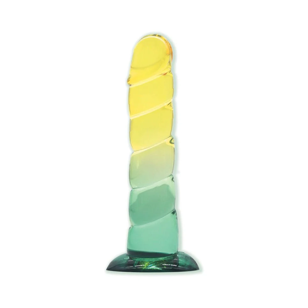 Shades 7.5 Inch Swirl Butt Plug, Yellow And Mint