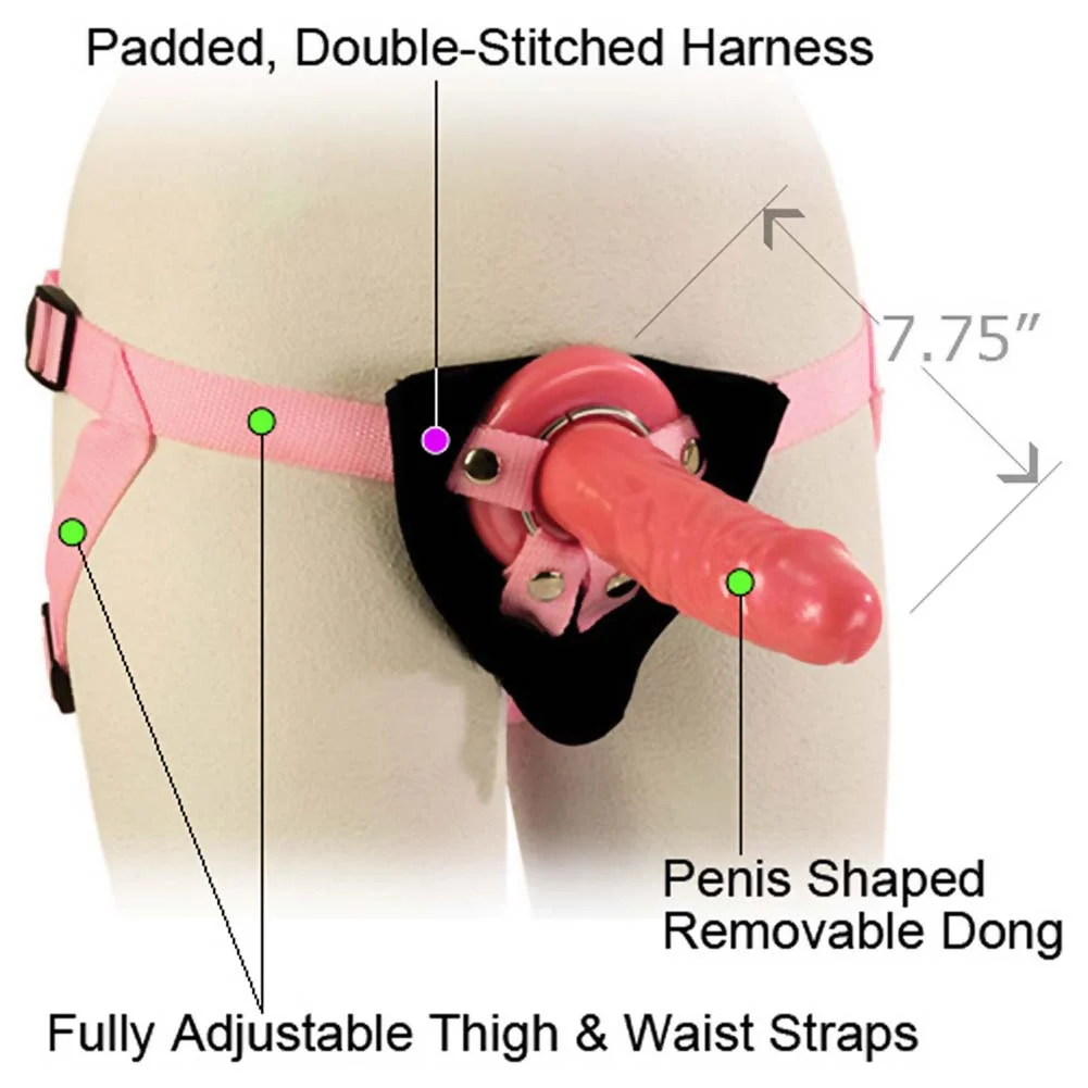 Shanes World Harness Strap-On Set, 7.75", Pink