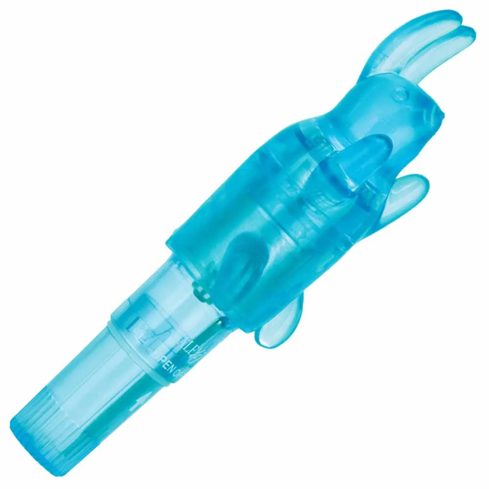 Shanes World Pocket Party Vibrating Massager with Bunny Sleeve, 4", Blue