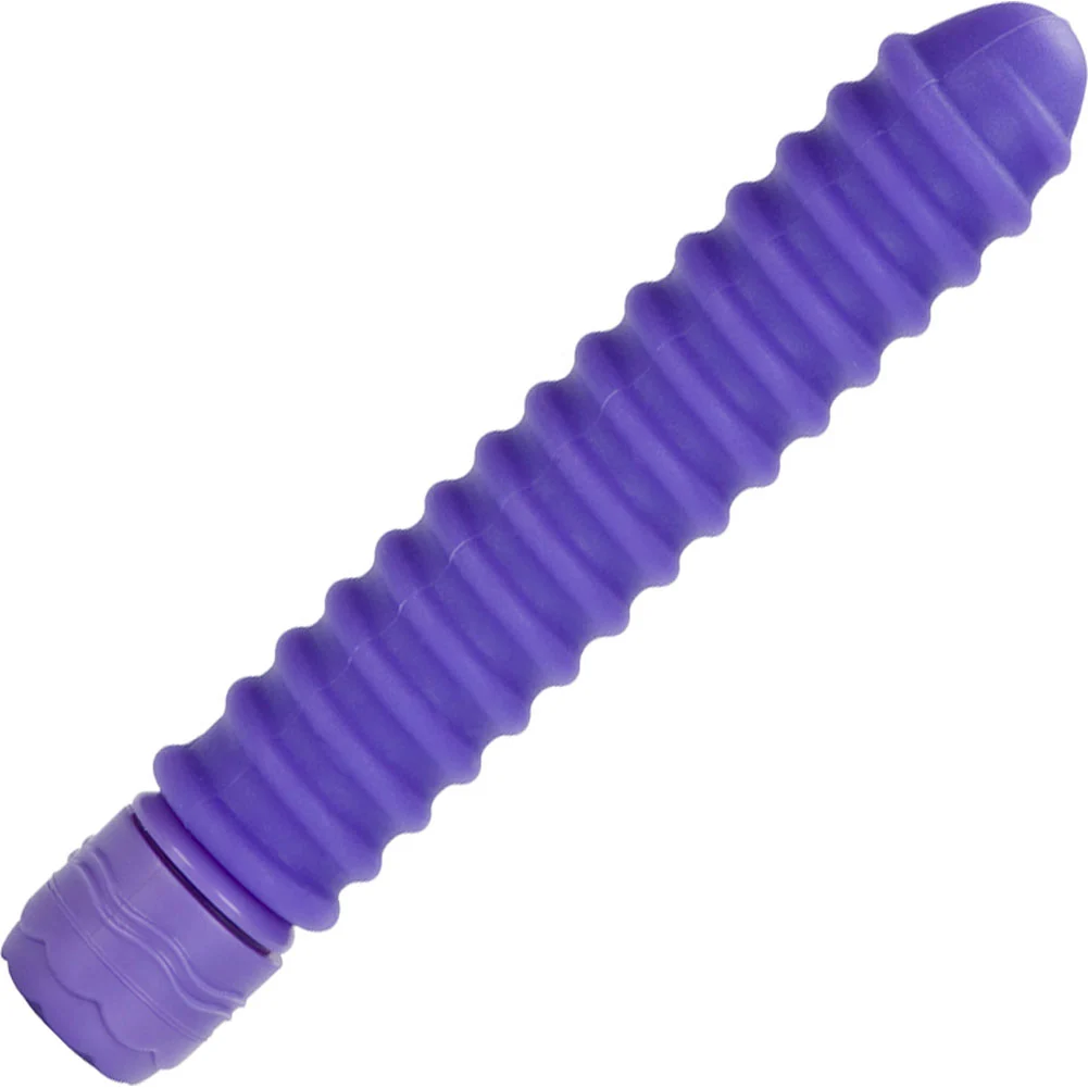 Shanes World Sorority Screw Ribbed Silicone Vibrator, 6", Purple