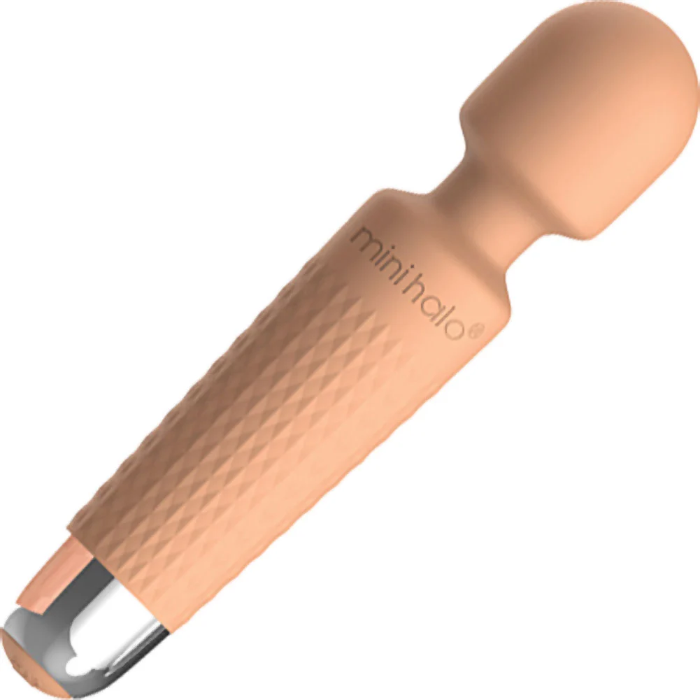 Shibari Mini Halo Wireless 20X Rechargeable Wand, 7.8", Peach Fuzz