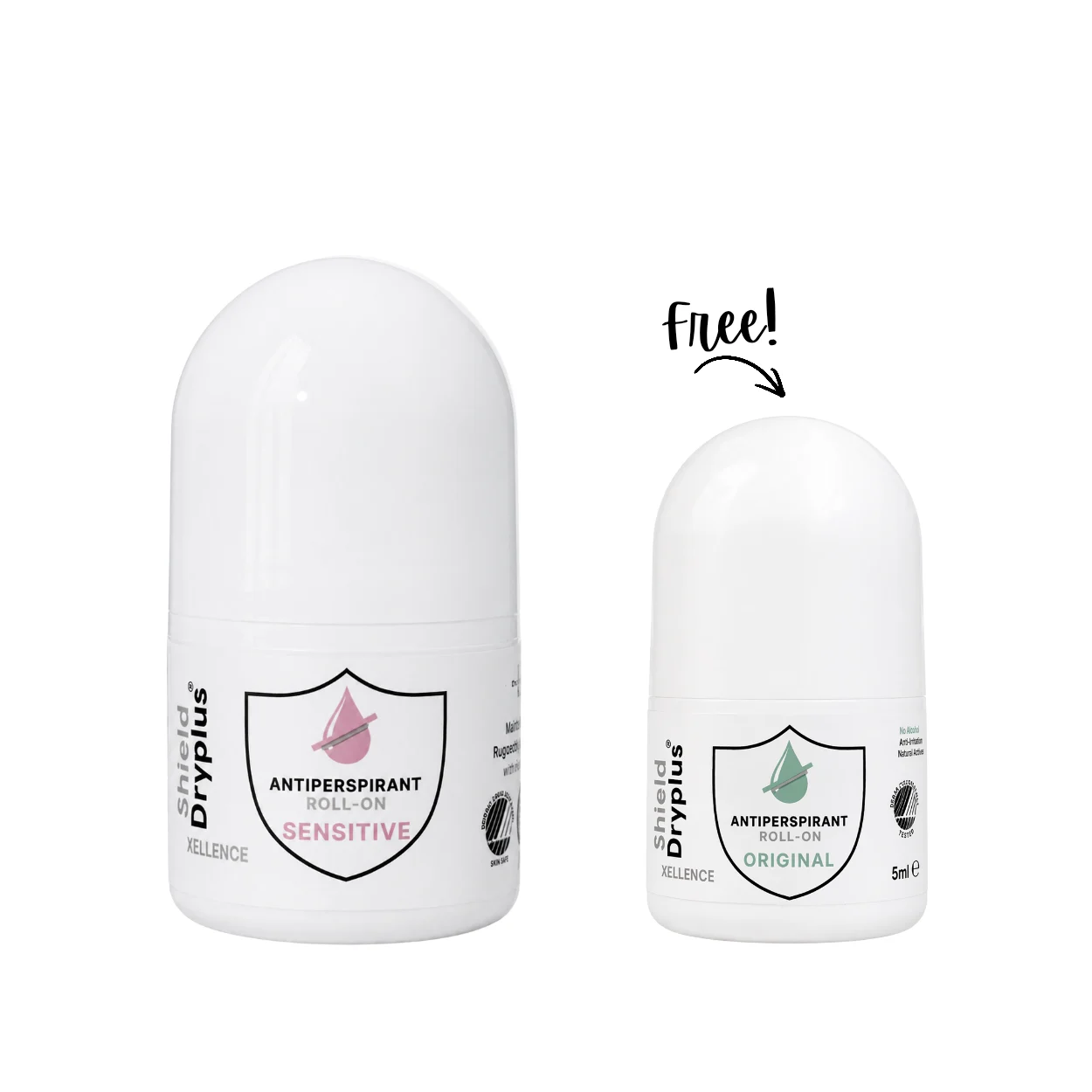 Shield Dryplus Anti-Perspirant Roll on Sensitive + Free Shield Dry Plus Plus Original 5mL Gift