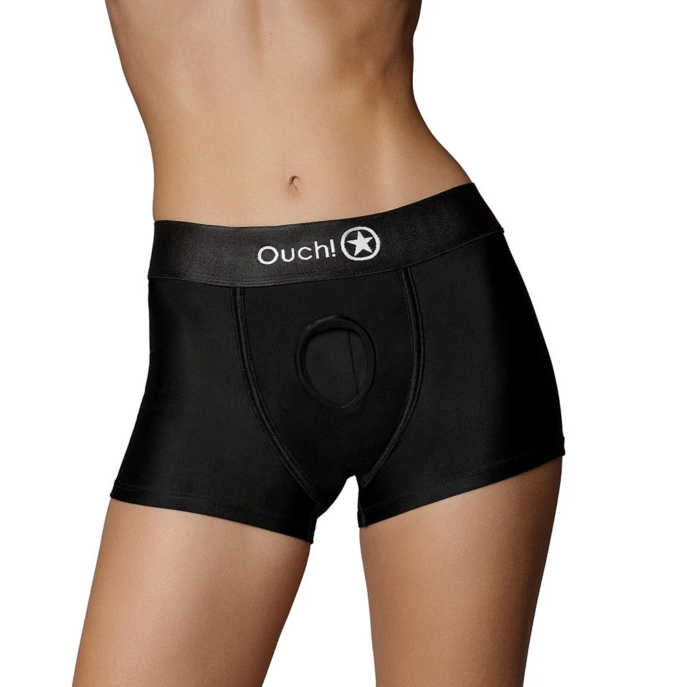 Shots Ouch Vibrating Strap On Boxer - Black