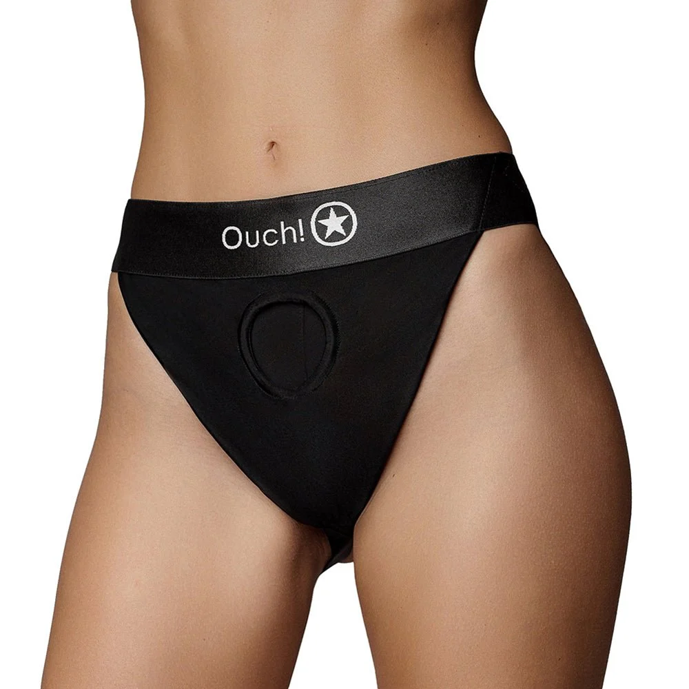 Shots Ouch Vibrating Strap On Panty Harness W/open Back - Black