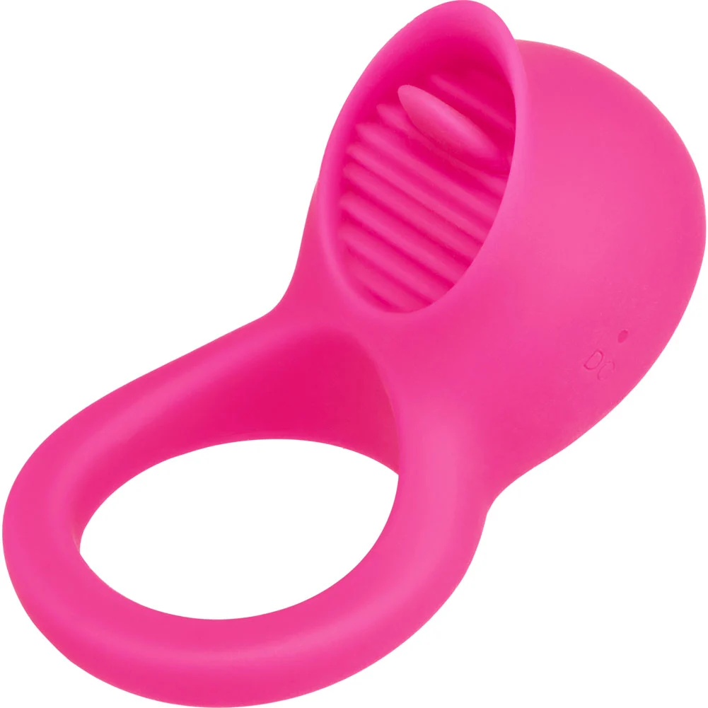 Silicone Rechargeable Teasing Tongue Enhancer Penis Ring, Pink