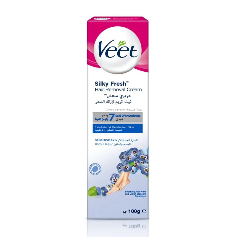 Silky Fresh Hair Removal Cream Sensitive Skin Body & Legs Aloe Vera And Violet Blossom 100 G