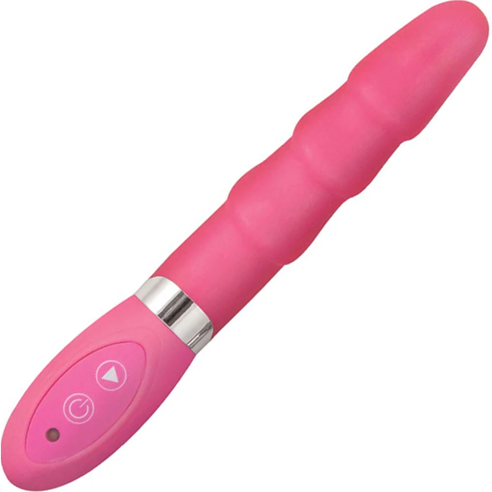 Sinful Delight 7 Function Ribbed Shaft Vibrator, 7.5", Pink