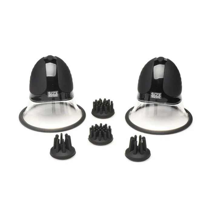 Size Matters 10X Rotating Nipple Suckers with 4 Different Textured Silicone Attachments