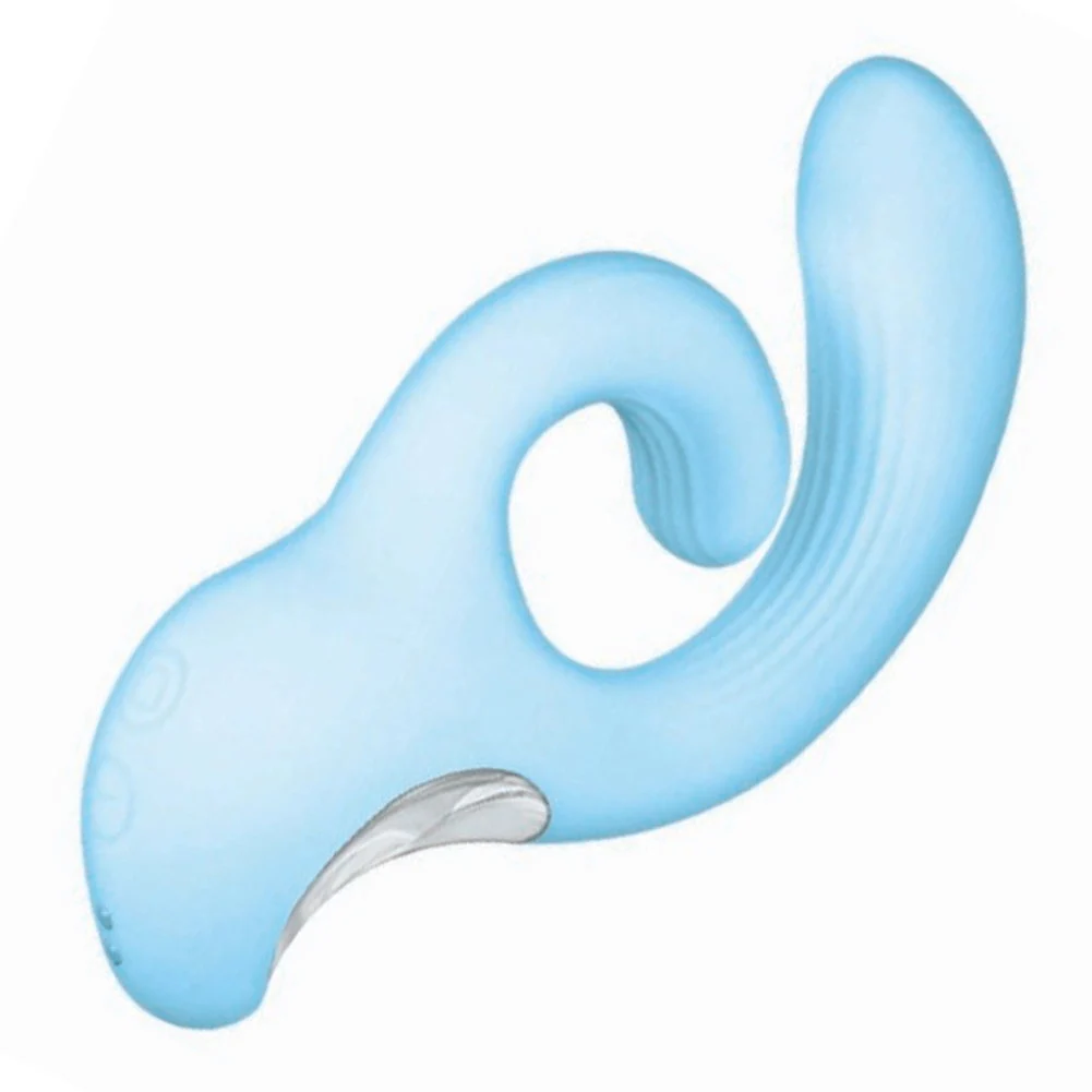 Sky Cumulus Swirl G-Spot Dual-Motor Rechargeable Vibrator, 6.25", Blue