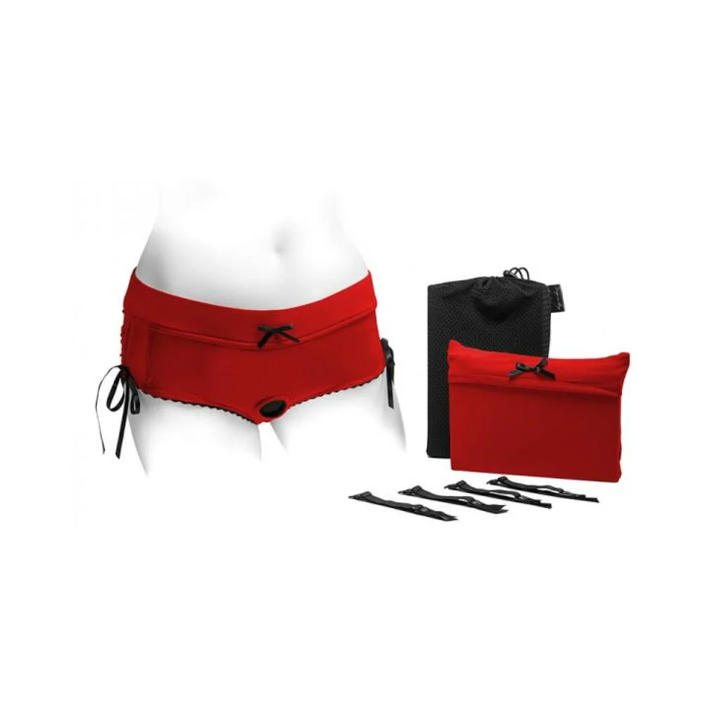Spareparts Sasha Cinch Booty Short Harness Red/black