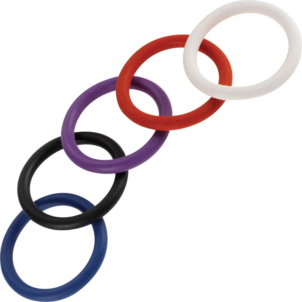Spartacus Rainbow Nitrile Penis Rings Pack of 5, 1.5"