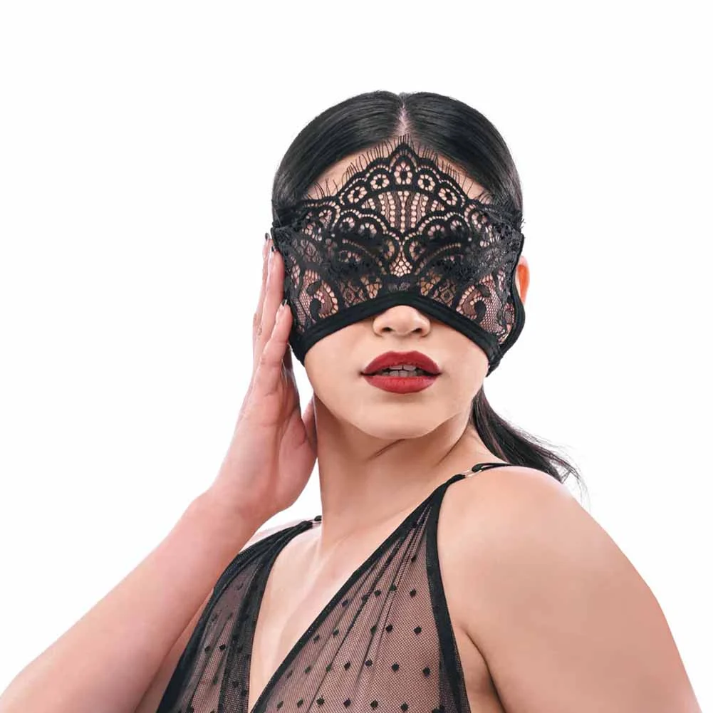 Sportsheets S&M Veiled Vision Lace Eye Mask, One Size, Black