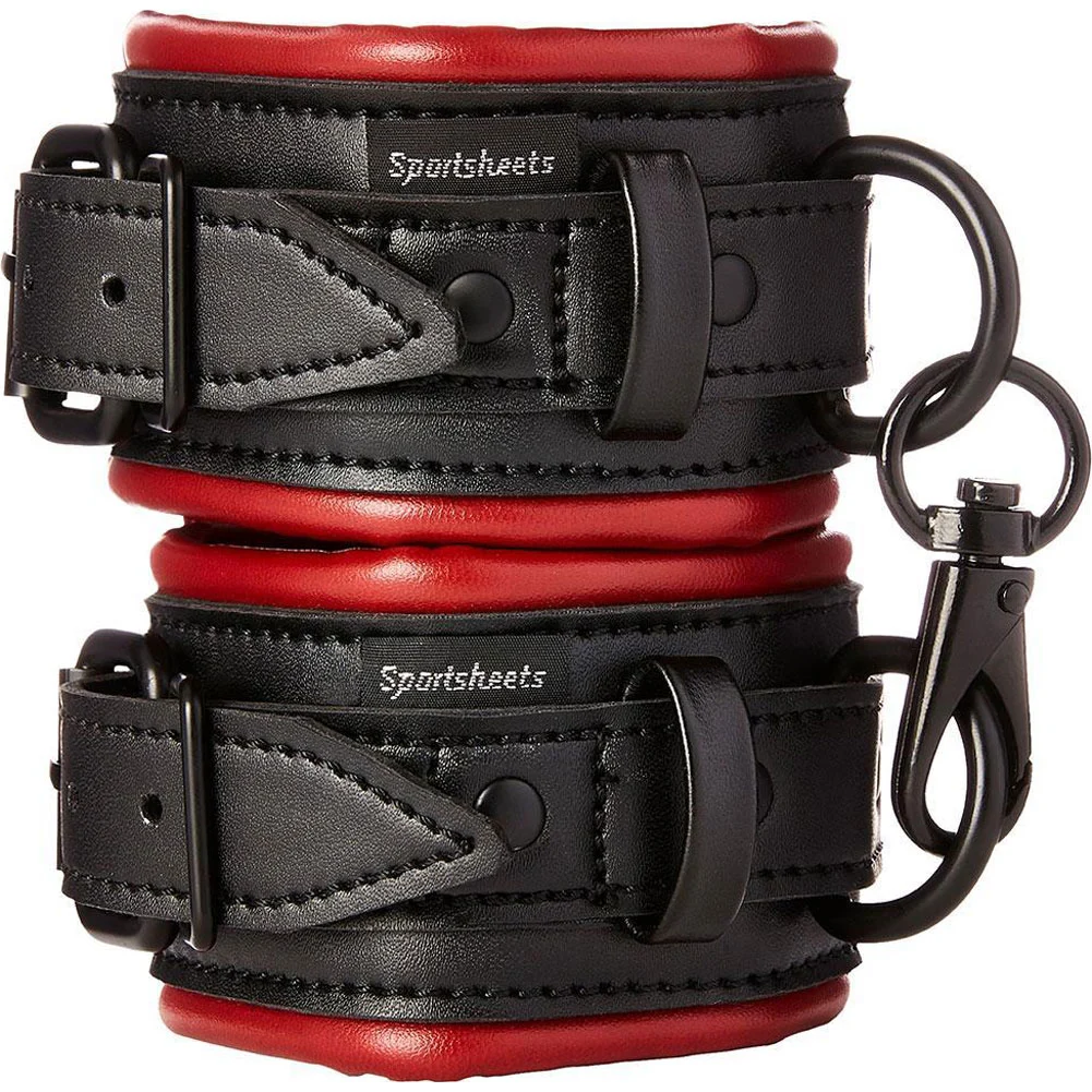 Sportsheets Saffron Cuffs, Black/Red