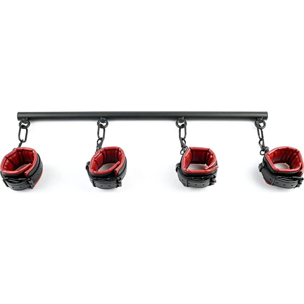 Sportsheets Saffron Spreader Bar and Cuff Set, Red/Black