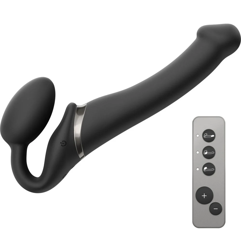 Strap-On-Me Vibrating Remote Controlled Strapless Dildo, 9.5", Black