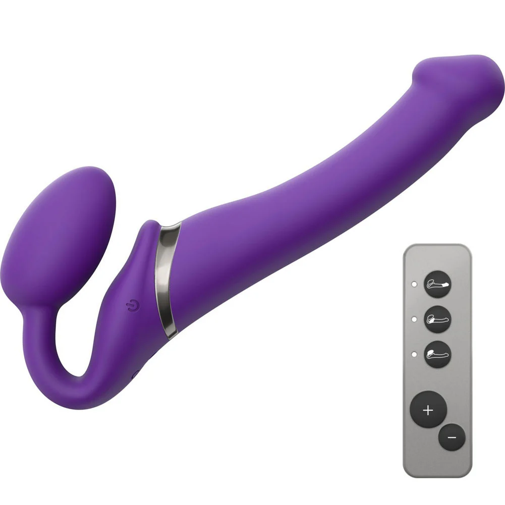 Strap-On-Me Vibrating Remote Controlled Strapless Dildo, 9.5", Purple
