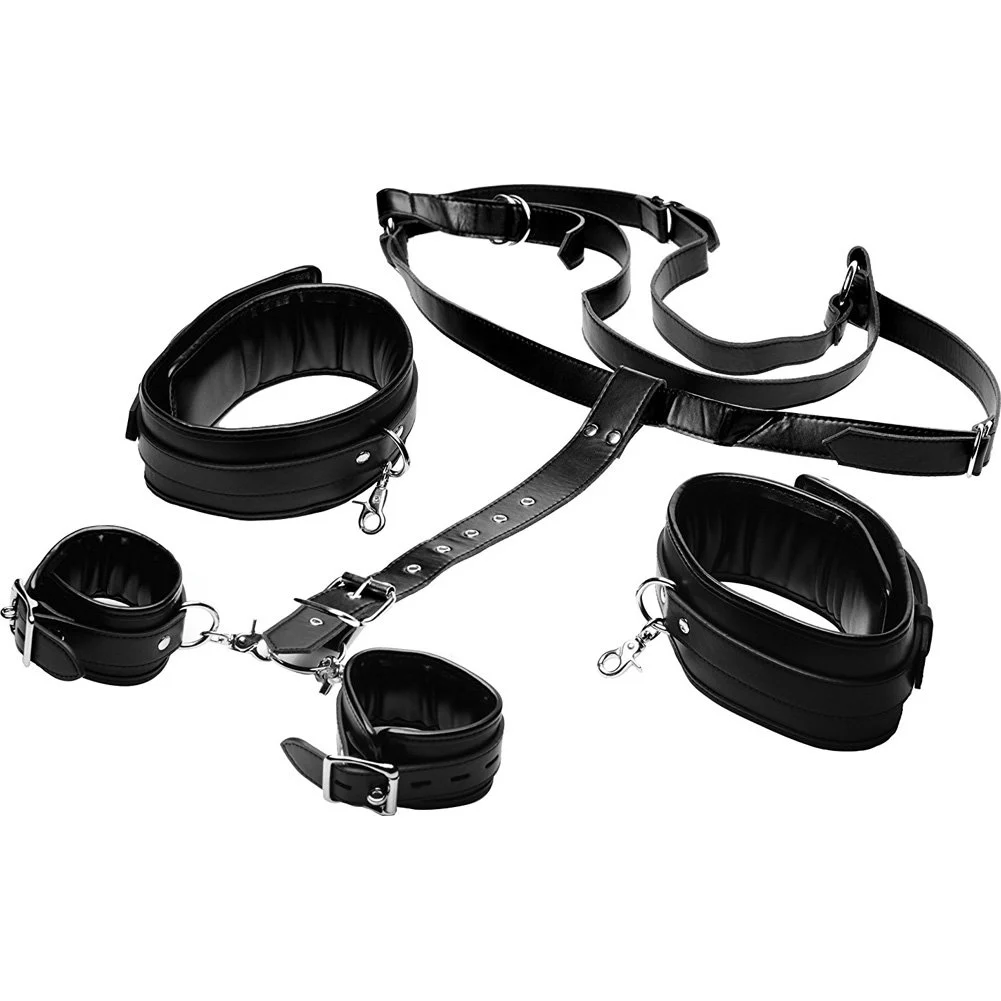STRICT Deluxe Thigh Sling with Wrist Cuffs Restraint System, Black