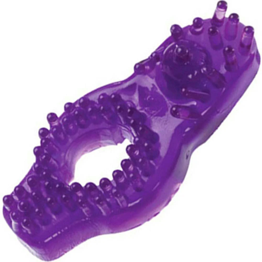 Super Stretch Stimulator Jelly Penis Ring Dual Noduled, Purple