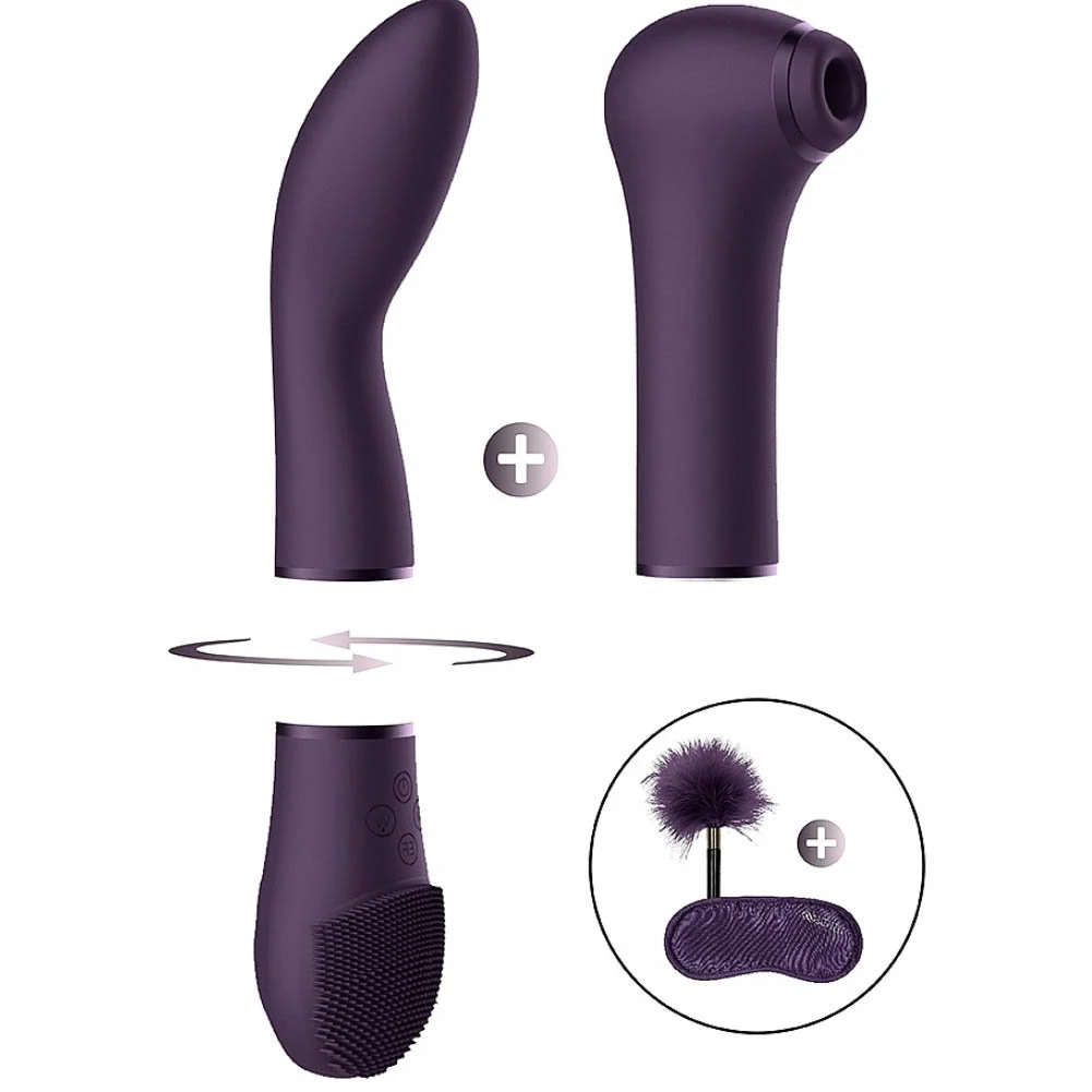 Switch Pleasure Kit No 2 Vibrator with Suction Pulse Wave and G-spot Attachments, Purple