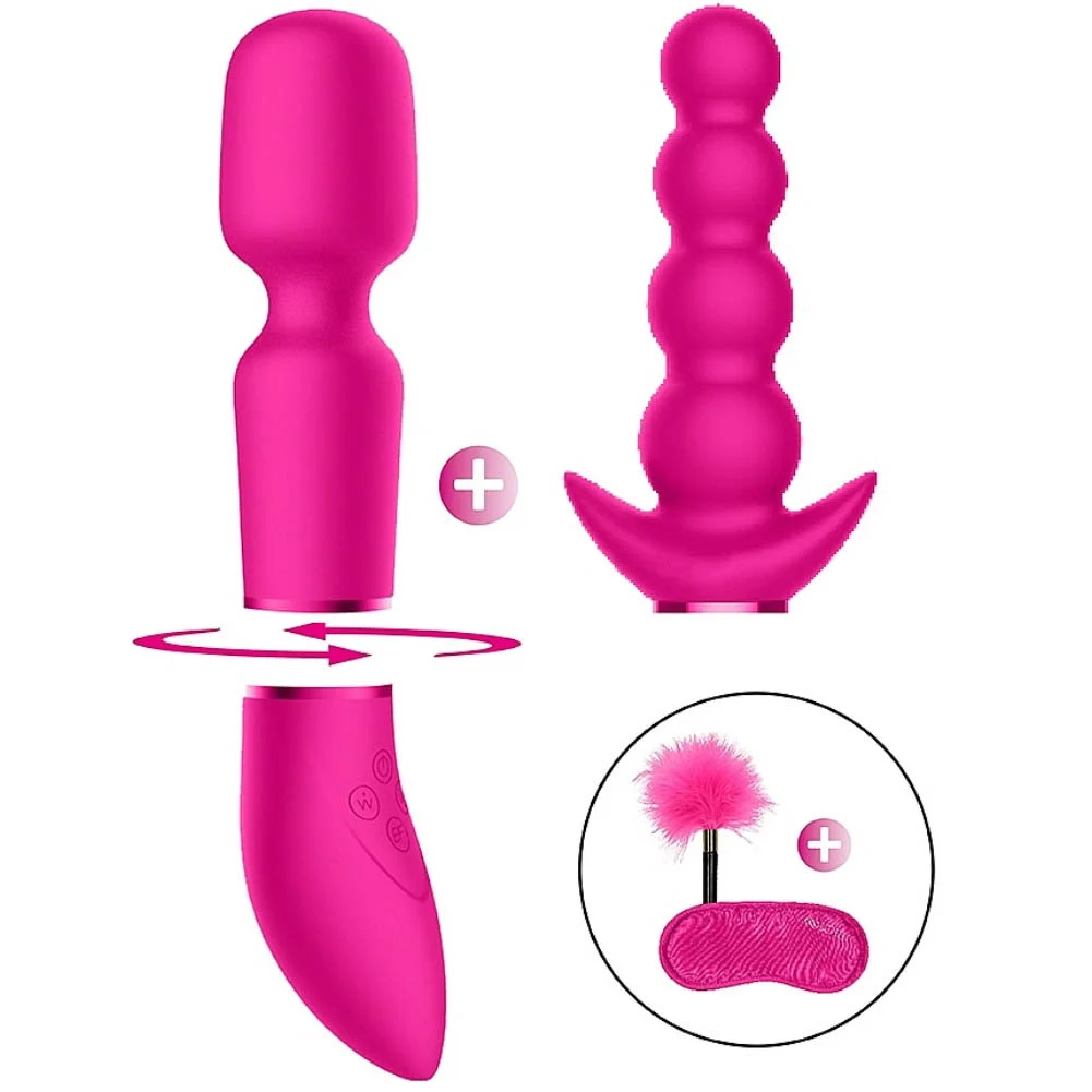 Switch Pleasure Kit No 3 Vibrator with Clitoral Wand and Beads Attachments, Pink