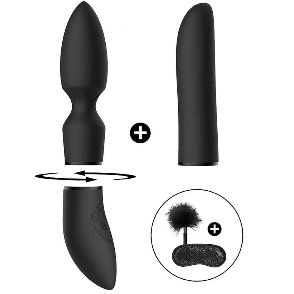 Switch Pleasure Kit No 4 Vibrator with Clitoral and Classic Attachments, Black