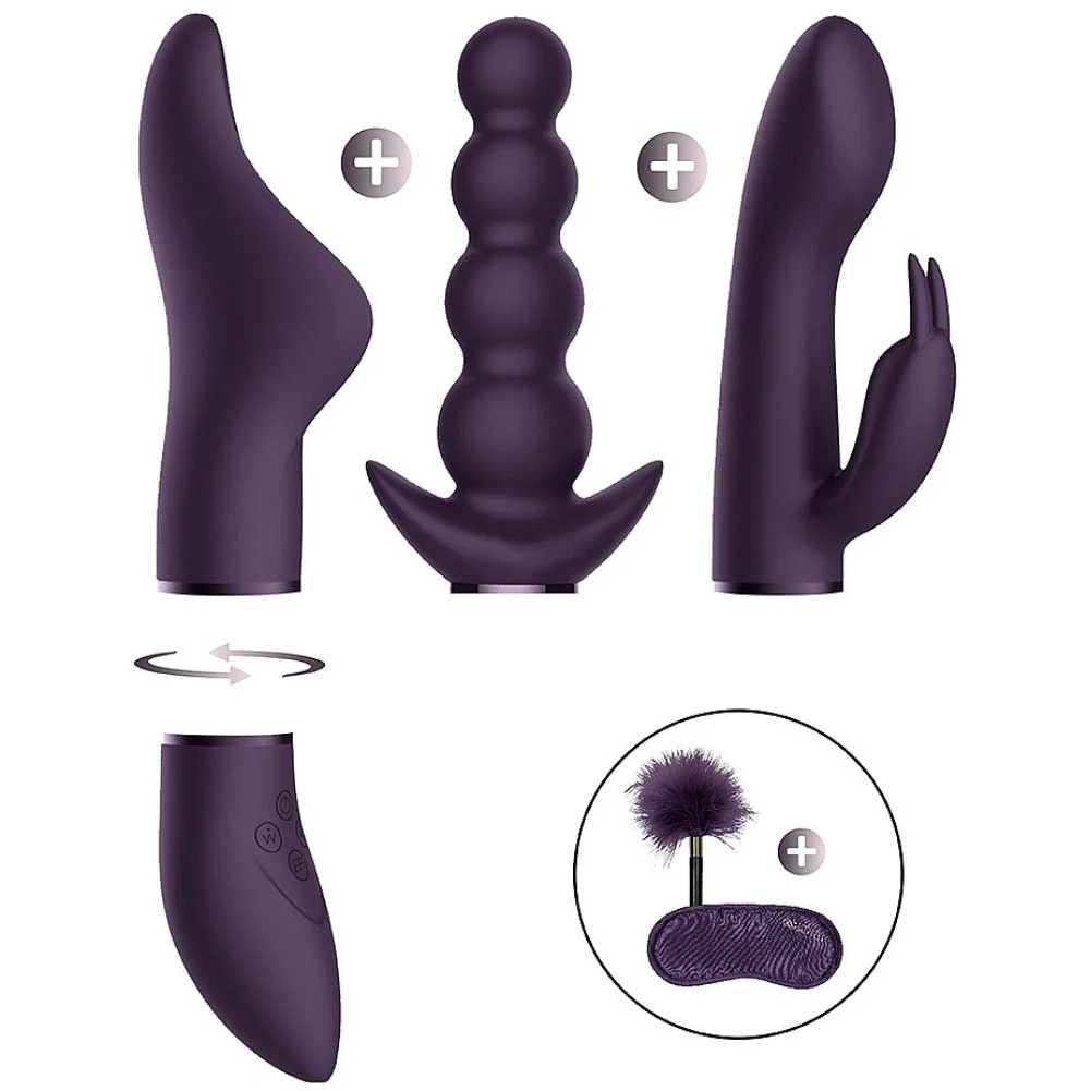 Switch Pleasure Kit No 6 Vibrator with Clitoral, Beads, and Rabbit Attachments, Purple