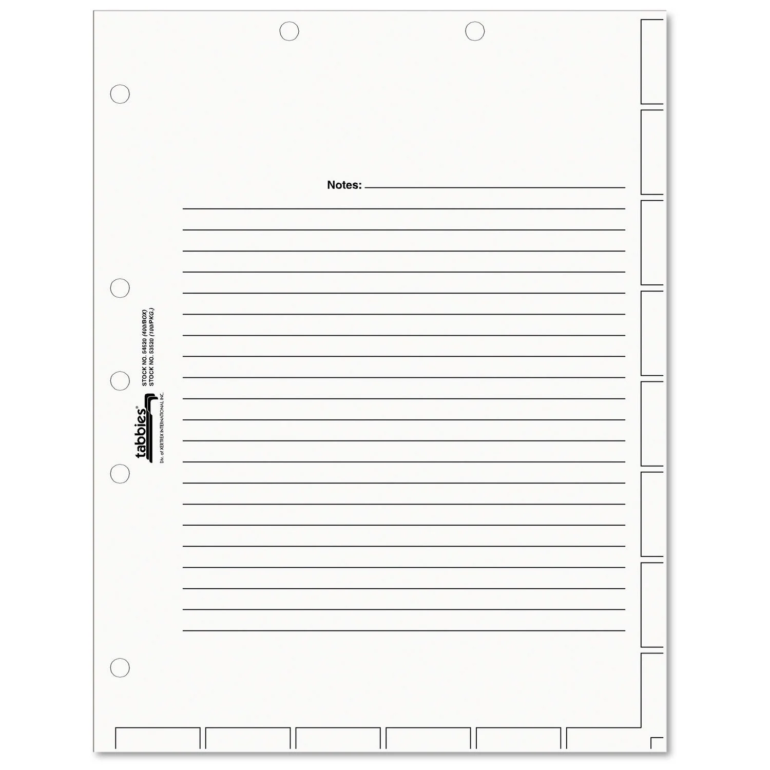 Tabbies Medical Chart Index Divider Sheets, Untabbed, 11 x 8.5, White, 400/Box