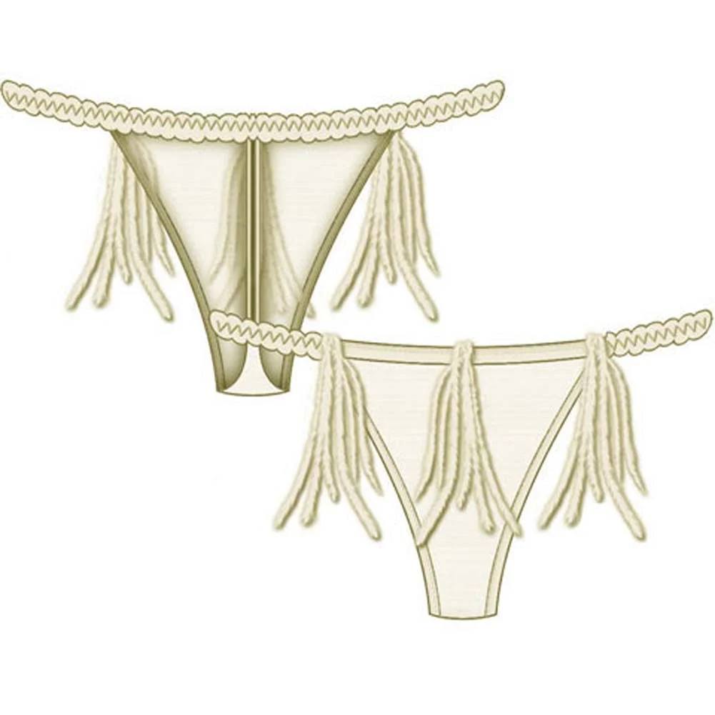 Tail Feathers Thin Back Thong, Medium, Ivory