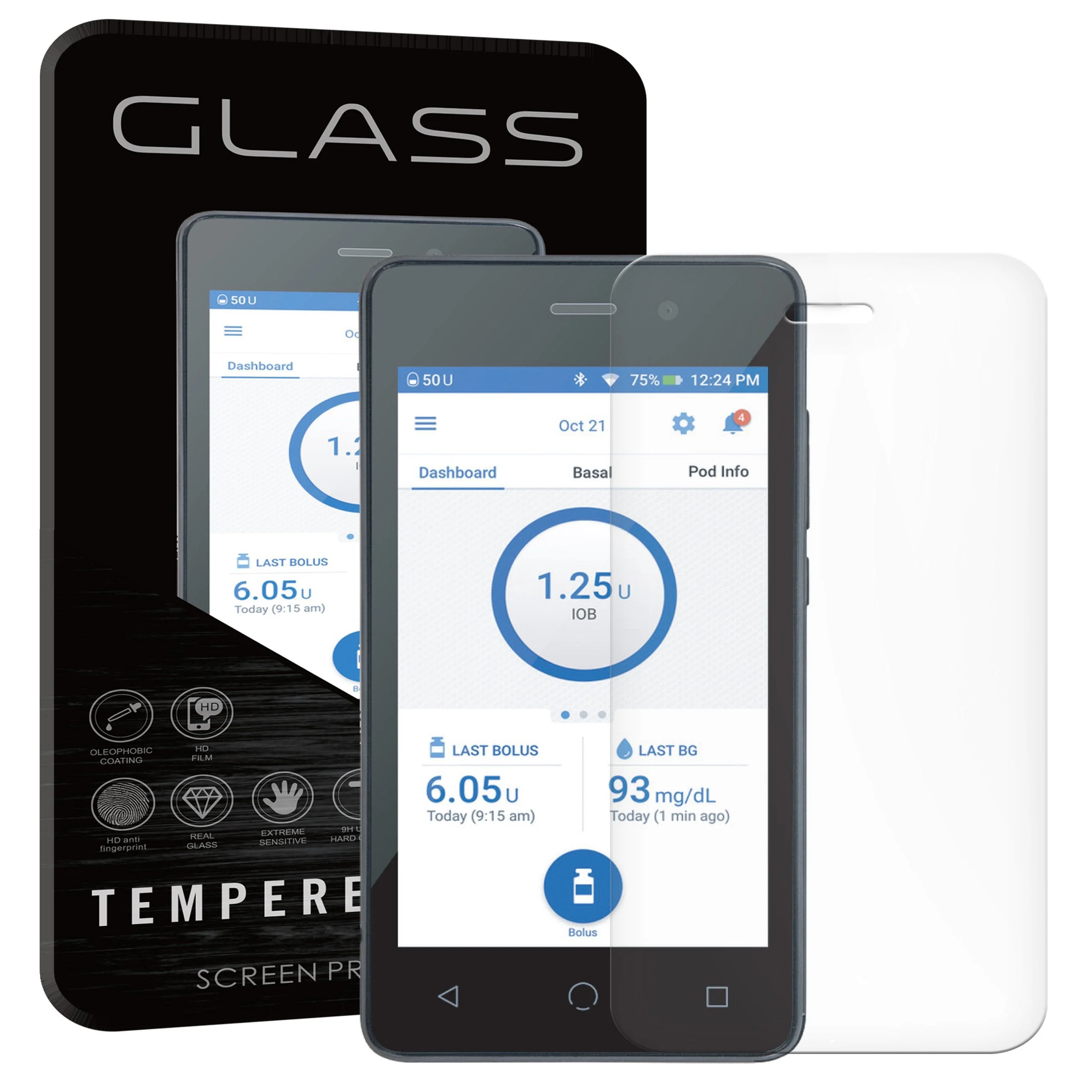 Tempered Glass Screen Protector for Omnipod DASH PDM – Pump Peelz