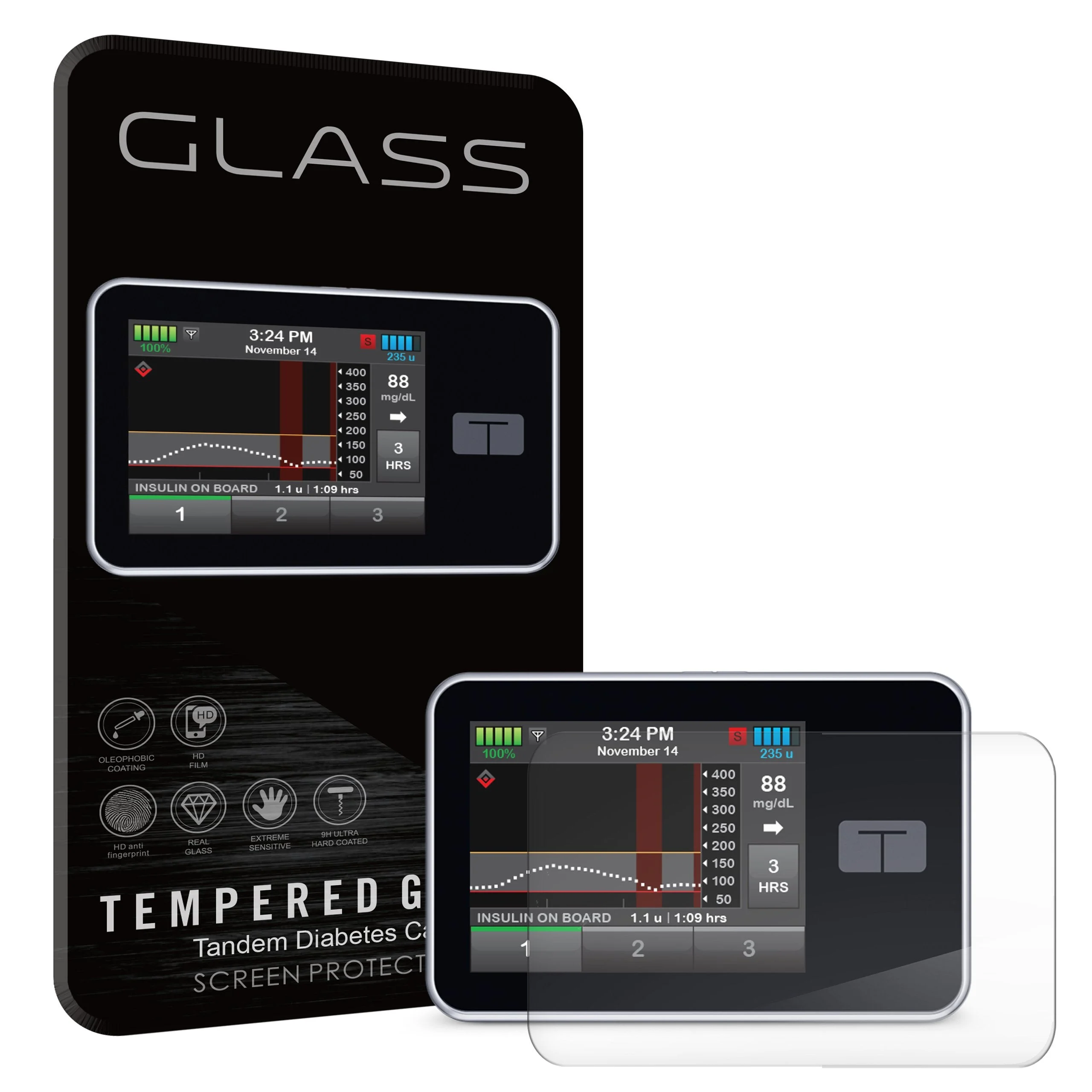 Tempered Glass Screen Protector for Tandem t:slimDiabetes Care