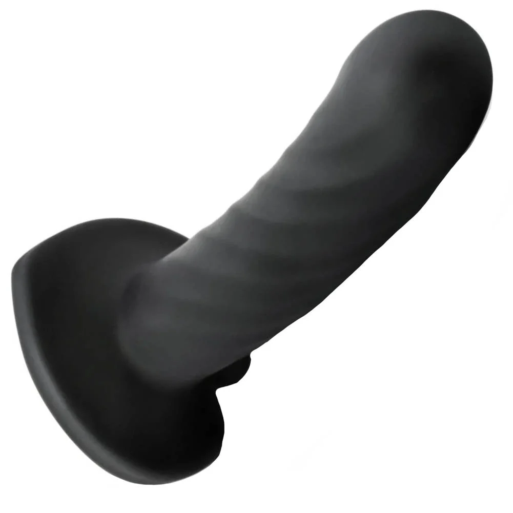 Temptasia Twist Dildo with Heart Base, 5", Black