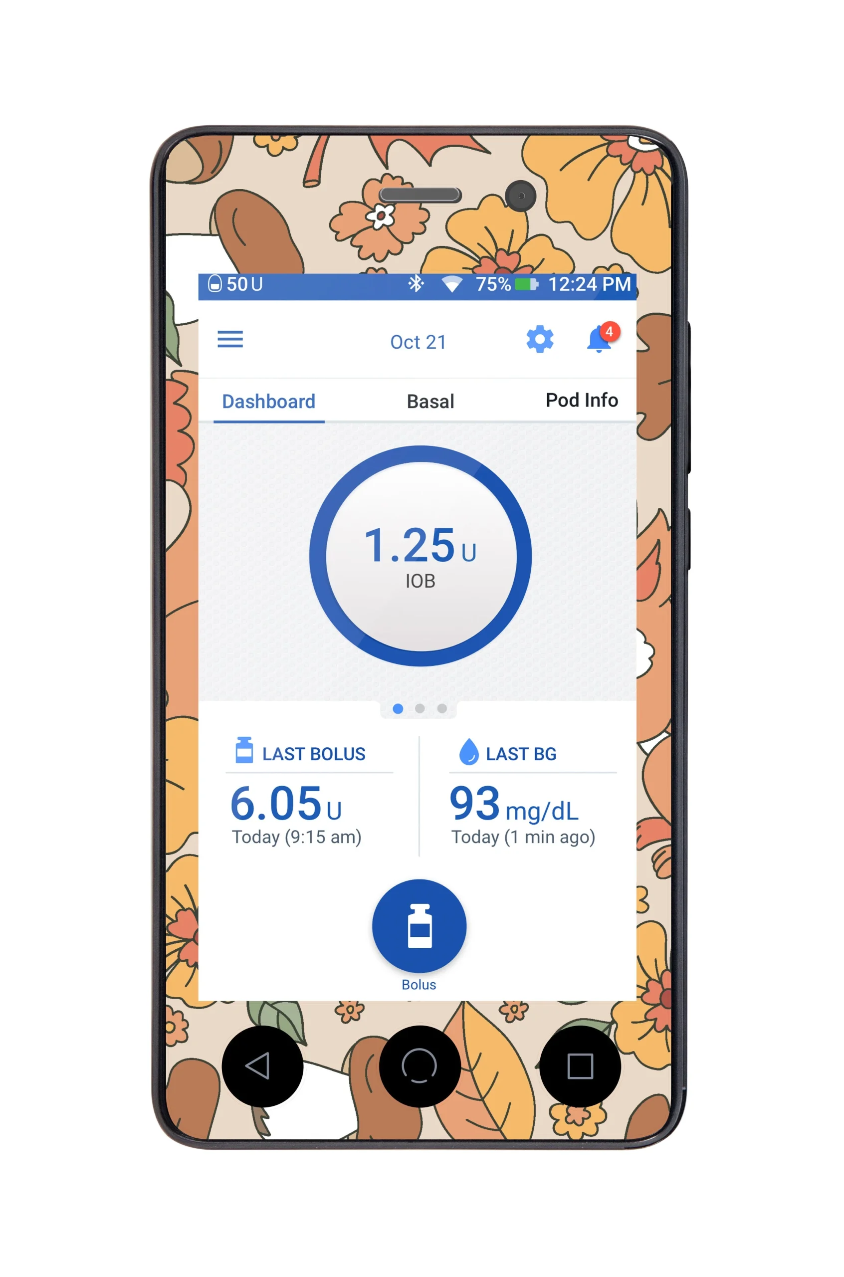Thanksgiving Floral Sticker for Omnipod DASH PDM – Pump Peelz
