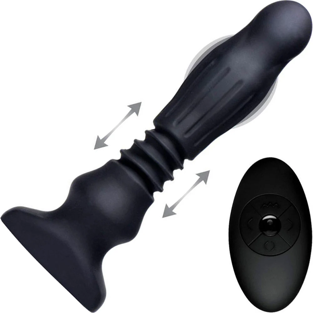 ThunderPlug Silicone Swelling Thrusting Plug with Remote Control, 7.75", Black
