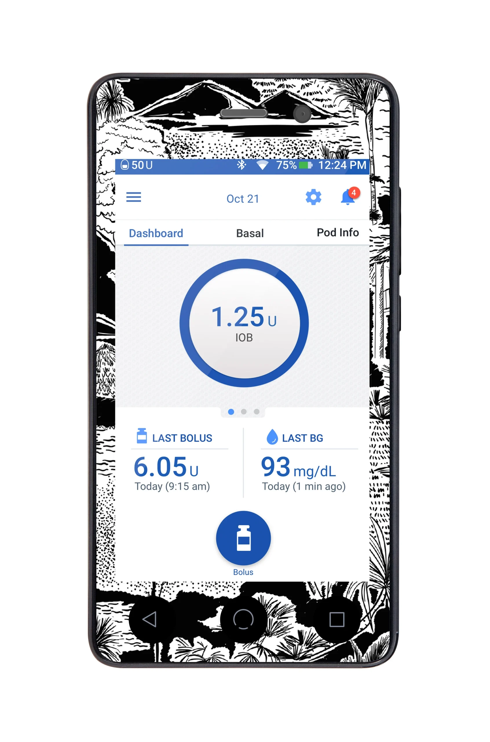 Tropical Sketch Sticker for Omnipod DASH PDM – Pump Peelz