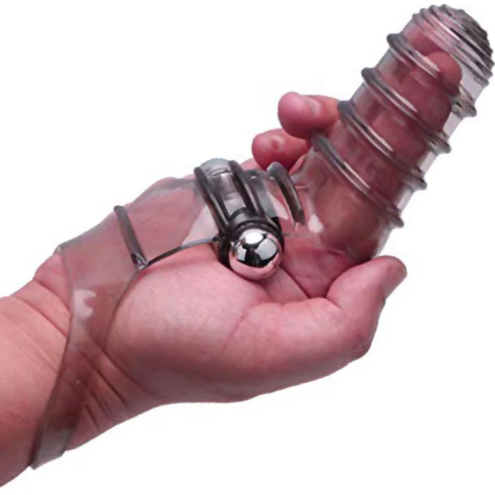 VibroFinger Ribbed Finger Massager with Bullet, Smoke