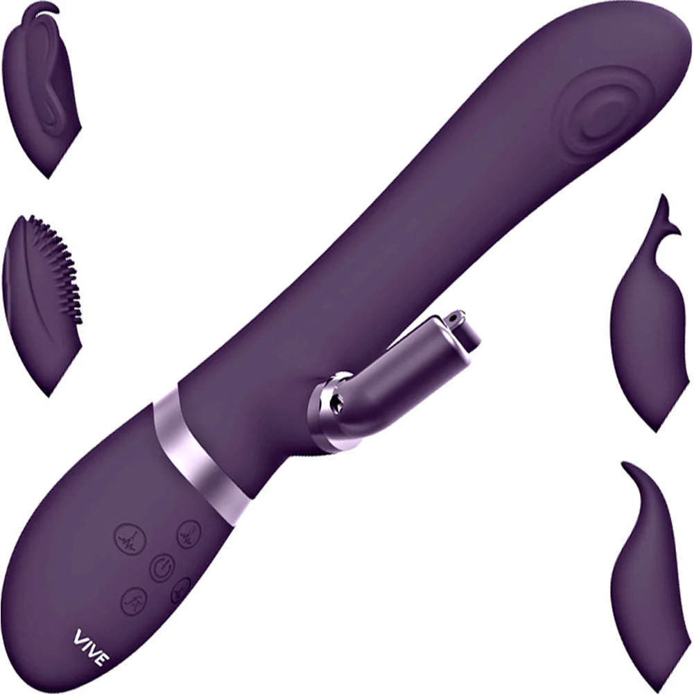 Vive ETSU Pulse-Wave Rabbit with 4 Interchangeable Clitoral Sleeves, 8.78", Purple