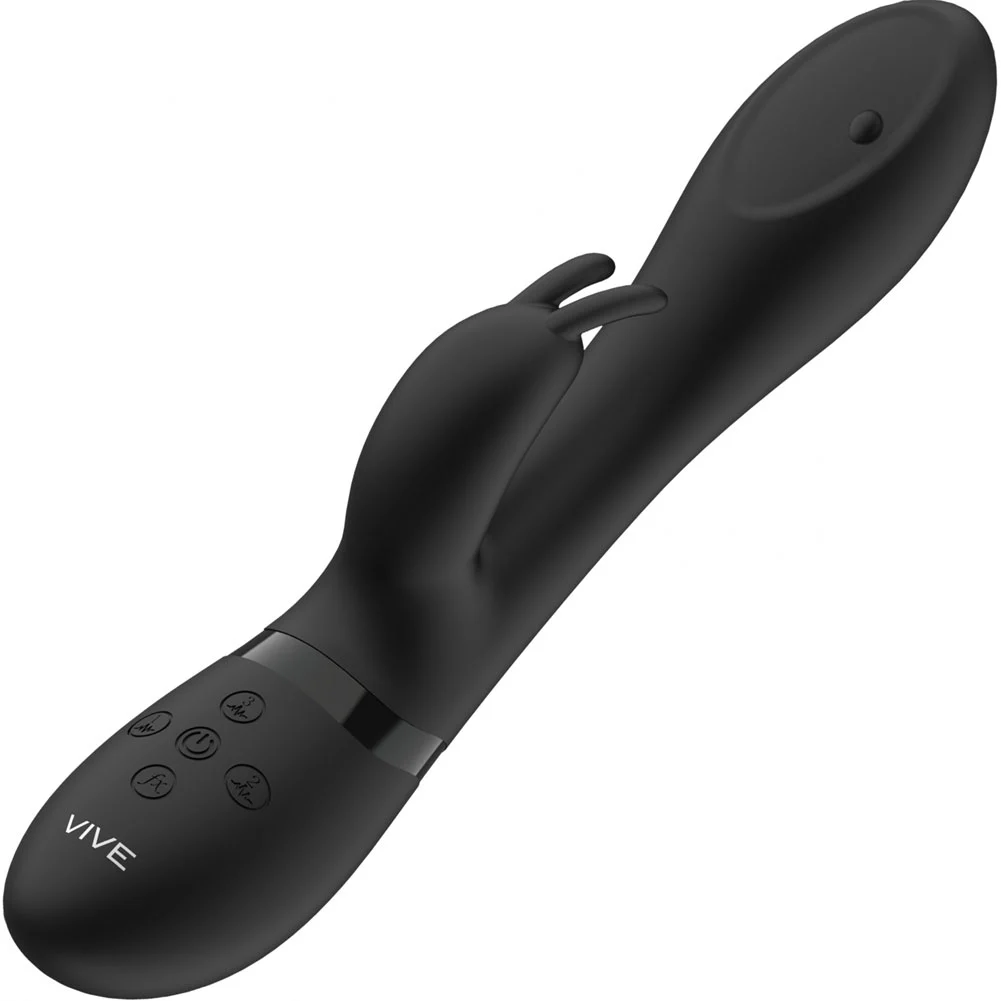 Vive MIRA Triple Action 360 Degrees Spinning G-Spot Rabbit Vibrator, 8.6", Black