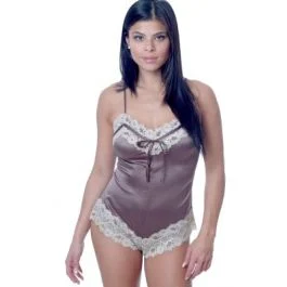 Vx Intimates 1089 Matte Satin Teddy With Lace Trims Lingerie