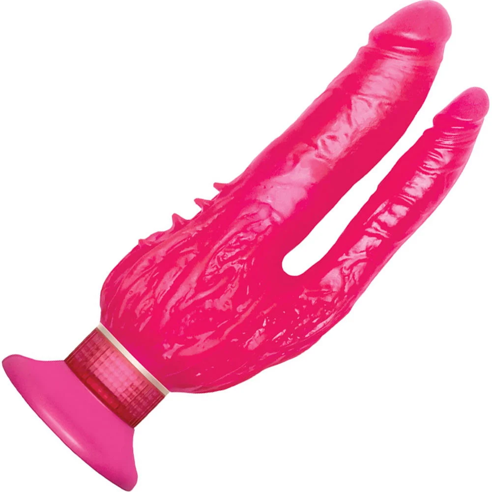 Wall Banger Waterproof Double Penetrator Vibrator, 9", Pink