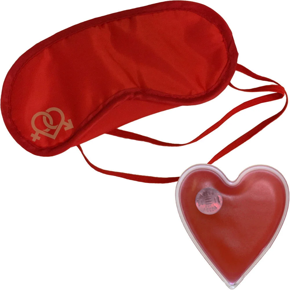 Warming Heart Massager and Eye Mask Romantic Gift Set, Red
