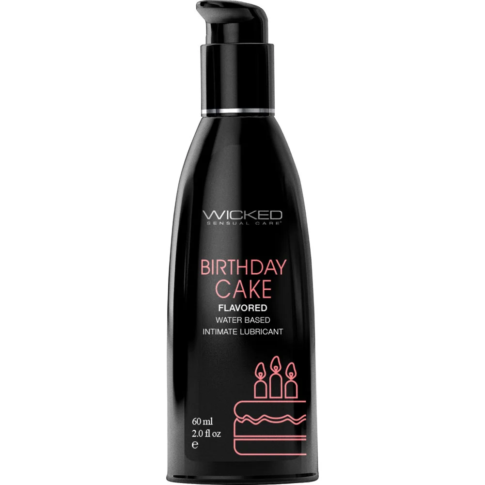 Wicked Aqua Flavored Water Based Intimate Lubricant, 2 fl.oz (60 mL), Birthday Cake