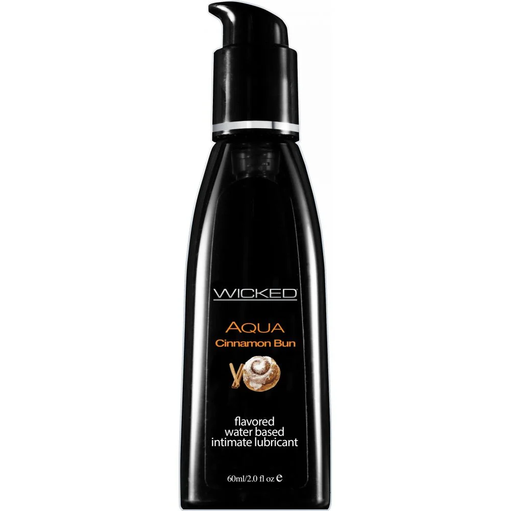 Wicked Aqua Flavored Water Based Intimate Lubricant, 2 fl.oz (60 mL), Cinnamon Bun
