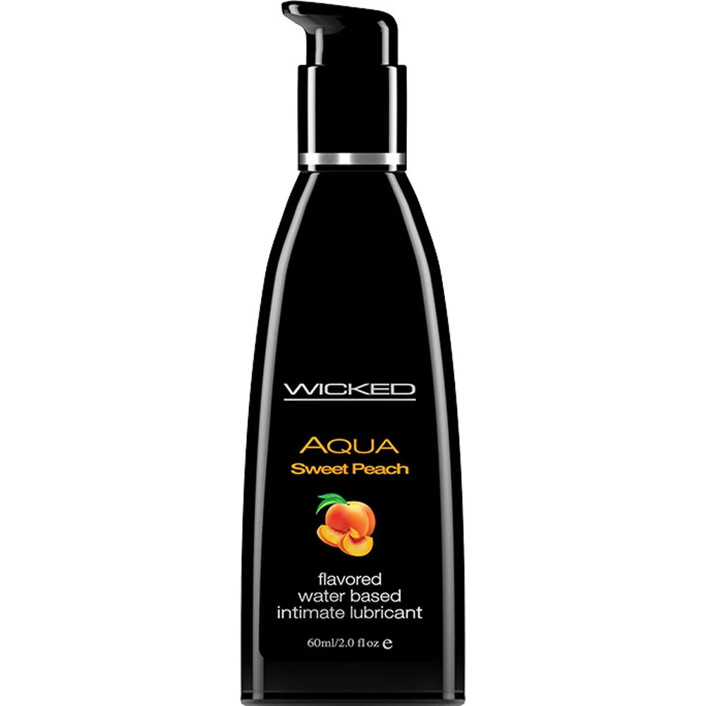 Wicked Aqua Flavored Water Based Intimate Lubricant, 2 fl.oz (60 mL), Sweet Peach